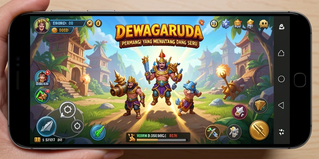 Tangkapan layar gameplay DEWAGARUDA menunjukkan pertempuran strategis yang seru.