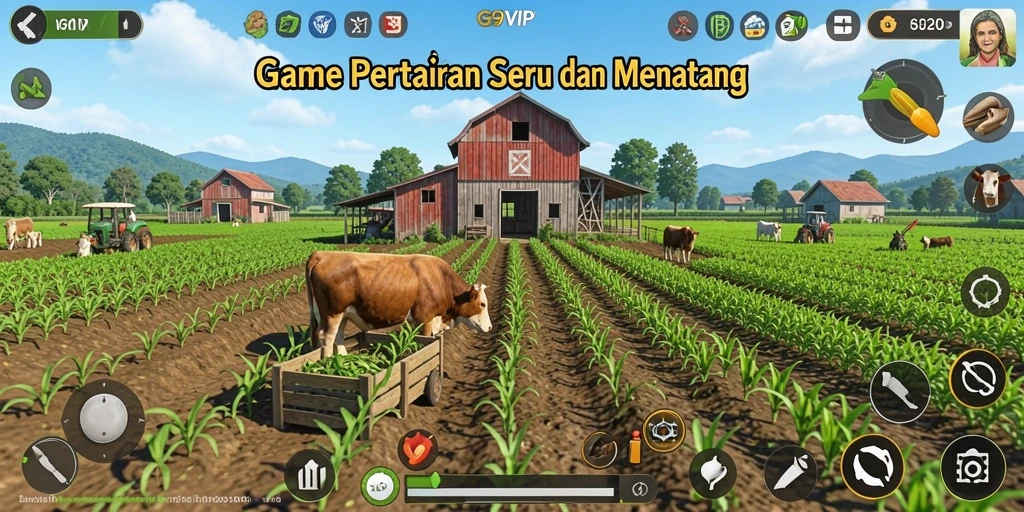Tampilan menarik dari gameplay pertanian di G9VIP.