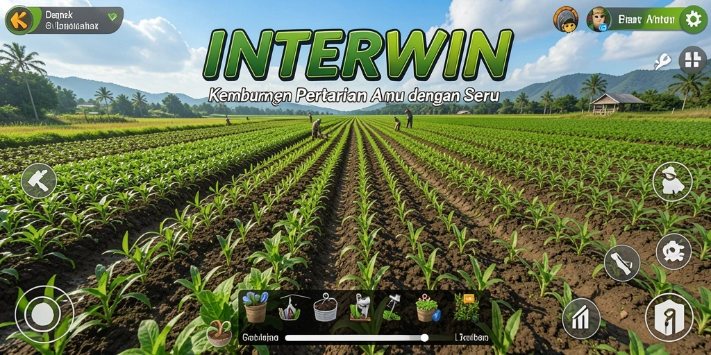 Tampilan menarik dari gameplay INTERWIN dengan aktivitas pertanian.