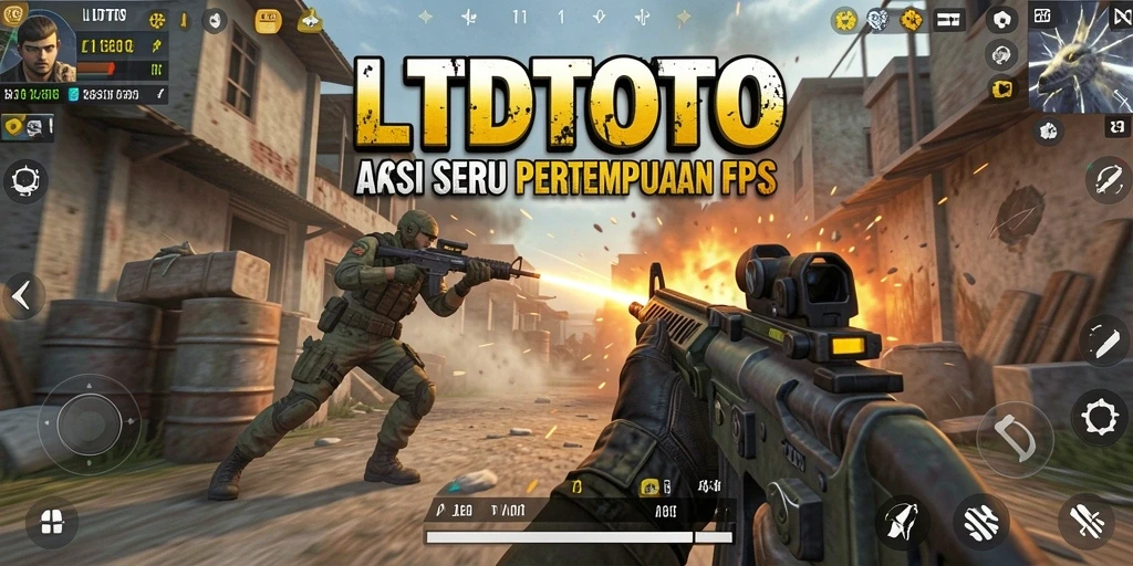 Tampilan seru gameplay LTDTOTO dengan aksi pertempuran FPS.