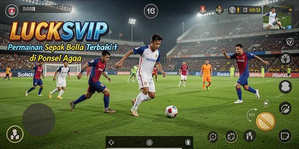 Gameplay LUCKSVIP menunjukkan aksi sepak bola mendebarkan.