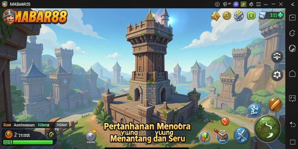 Tampilan gameplay MABAR88 dengan berbagai menara dan musuh yang menantang.