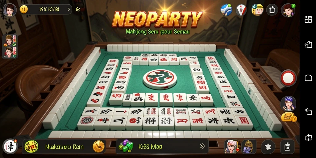 Tampilan screenshot NEOPARTY menunjukkan gameplay Mahjong yang menarik.