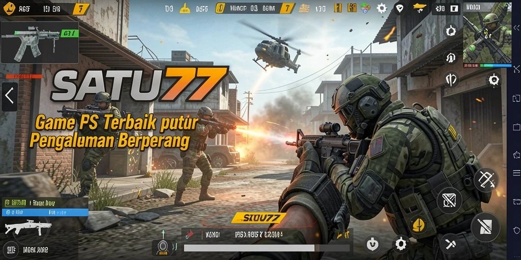 Tampilan mendebarkan dari gameplay SATU77 di medan pertempuran.