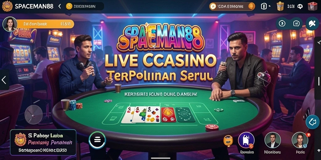 Screenshot gameplay SPACEMAN88 menampilkan suasana kasino langsung yang mendebarkan.