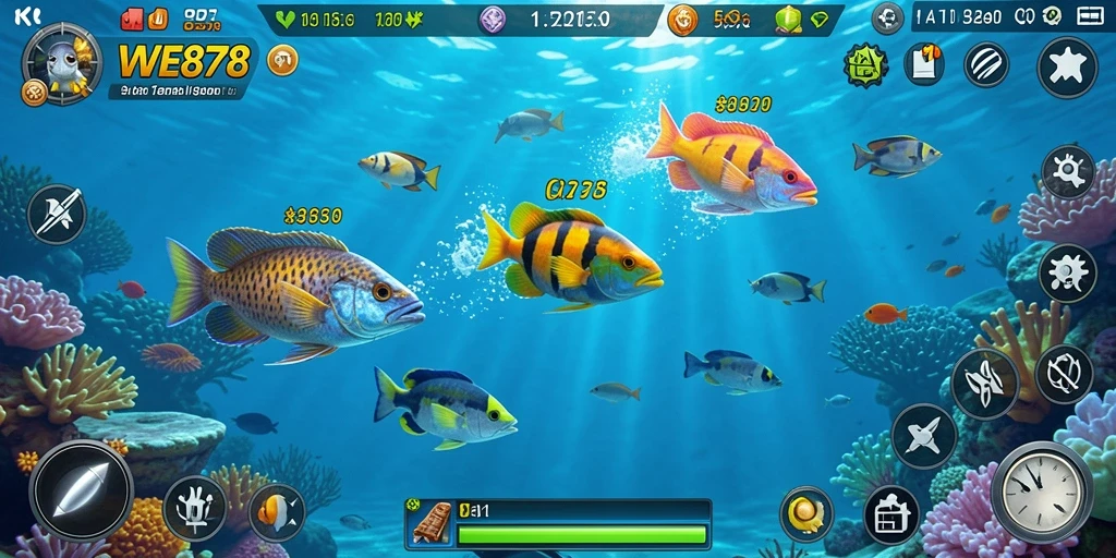 Tampilan gameplay seru dari WE878 dengan aksi tembak ikan.