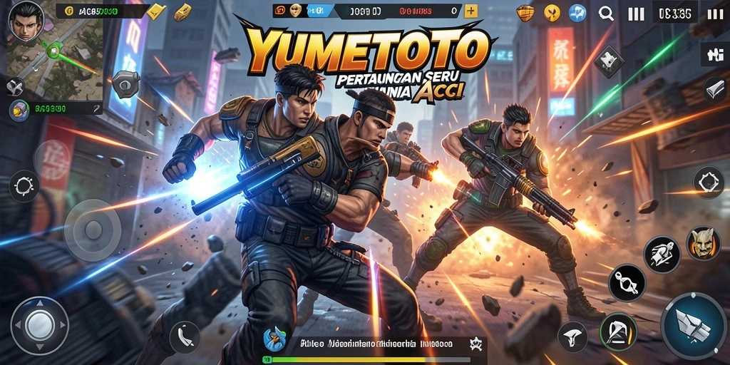 Screenshot menampilkan aksi seru dalam pertarungan YUMETOTO.