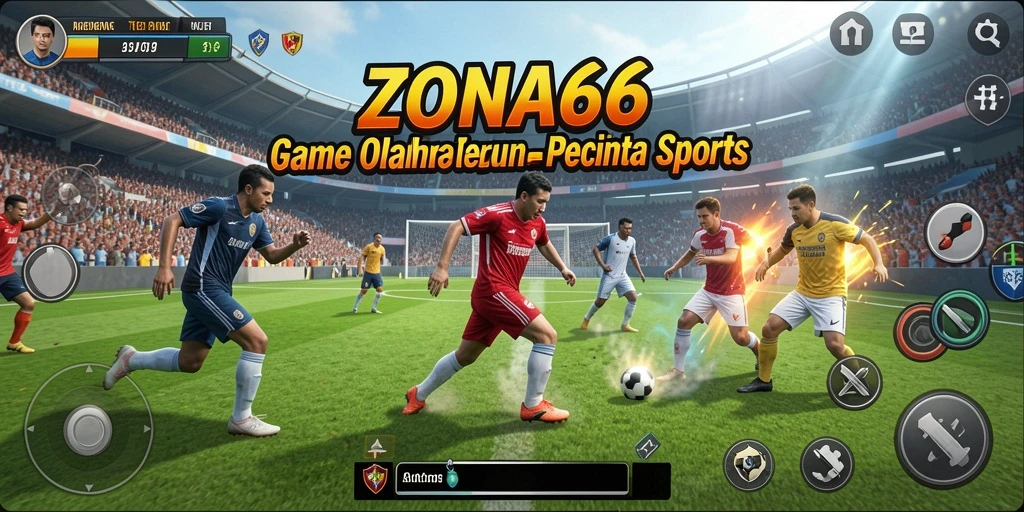 Tangkapan layar ZONA66 menampilkan aksi seru di lapangan olahraga.